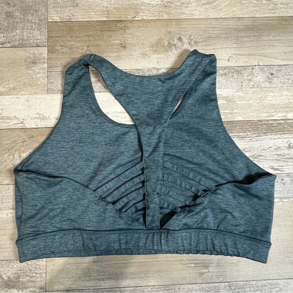 Peloton Logo Heathered Blue Strappy Sports Bra Size XL *Missing Cup Pads* - Picture 4 of 5